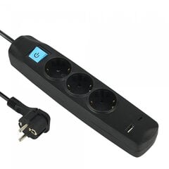 Удлинитель Electraline 62164, 3 розетки + 2 USB, 1.5 м цена и информация | Удлинители | 220.lv