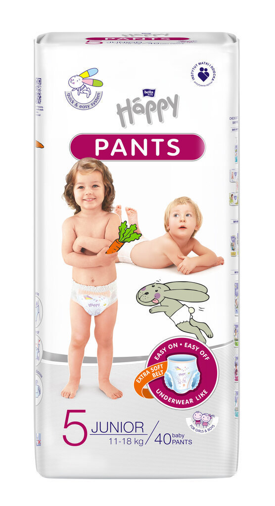 Autiņbiksītes-biksītes Happy Pants Junior, 5. izmērs (11-18 kg), 40 gab. цена и информация | Autiņbiksītes | 220.lv