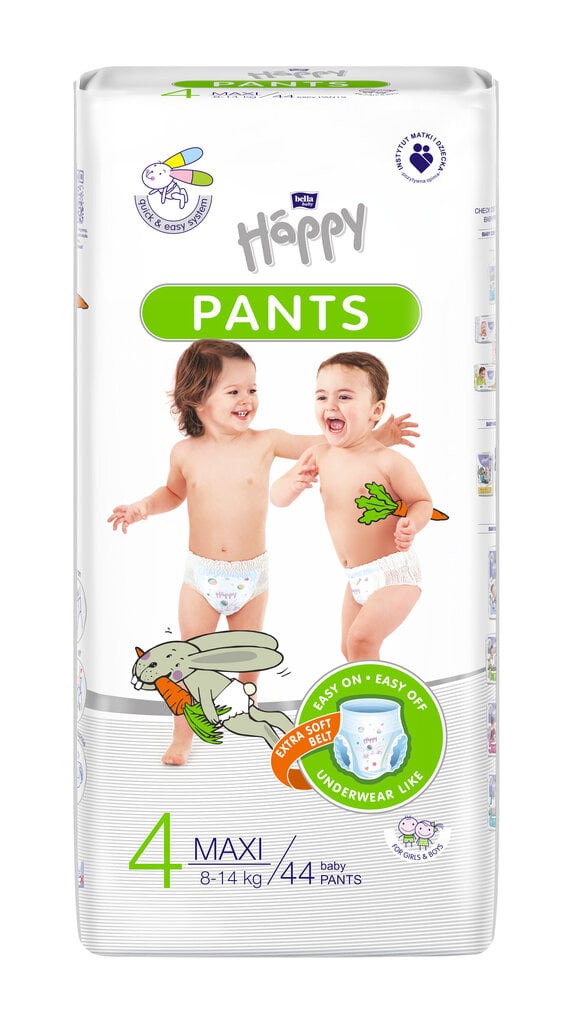 Autiņbiksītes-biksītes Happy Pants Maxi, 4. izmērs (8-14 kg), 44 gab. цена и информация | Autiņbiksītes | 220.lv