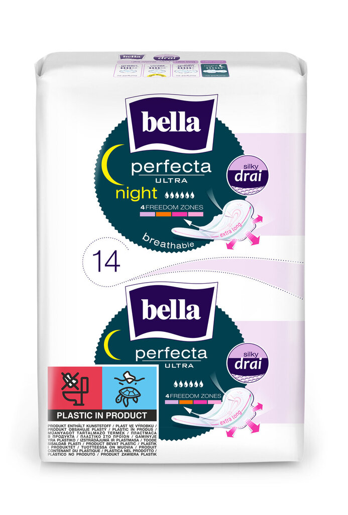 Higiēniskās paketes Bella Perfecta Ultra Night, 14 gab. cena un informācija | Tamponi, higiēniskās paketes, ieliktnīši | 220.lv
