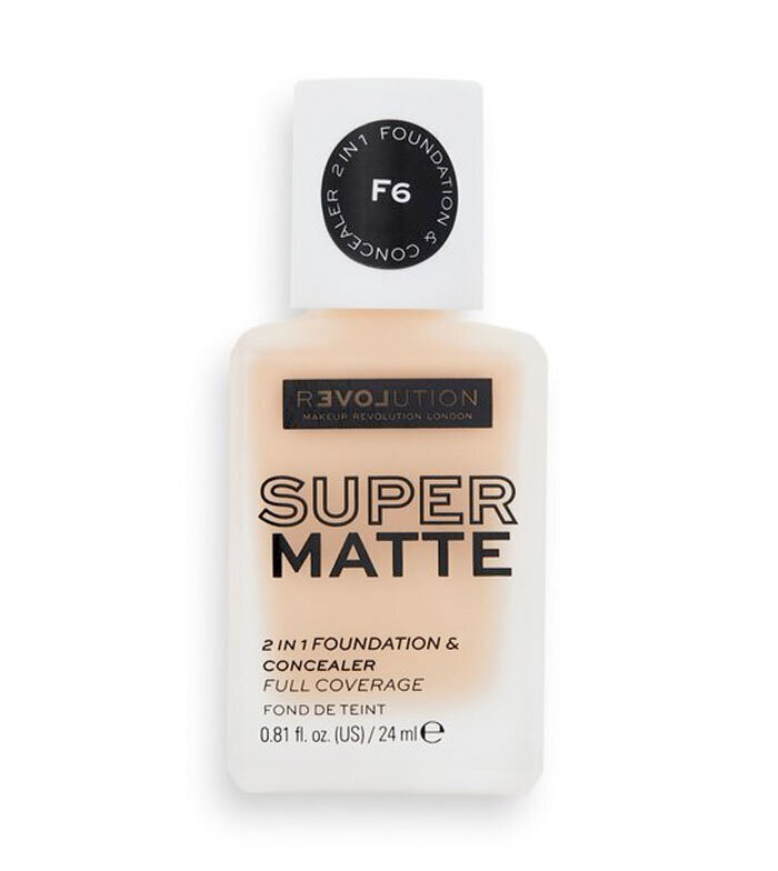 Grima pamats-maskējošs līdzeklis Revolution Relove Super Matte Foundation, F5, 24 ml cena un informācija | Grima bāzes, tonālie krēmi, pūderi | 220.lv