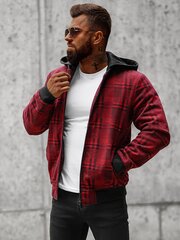 Sarkana krekla stila vīriešu jaka ar kapuci Rori O/3A58-49319-XXL cena un informācija | Vīriešu virsjakas | 220.lv