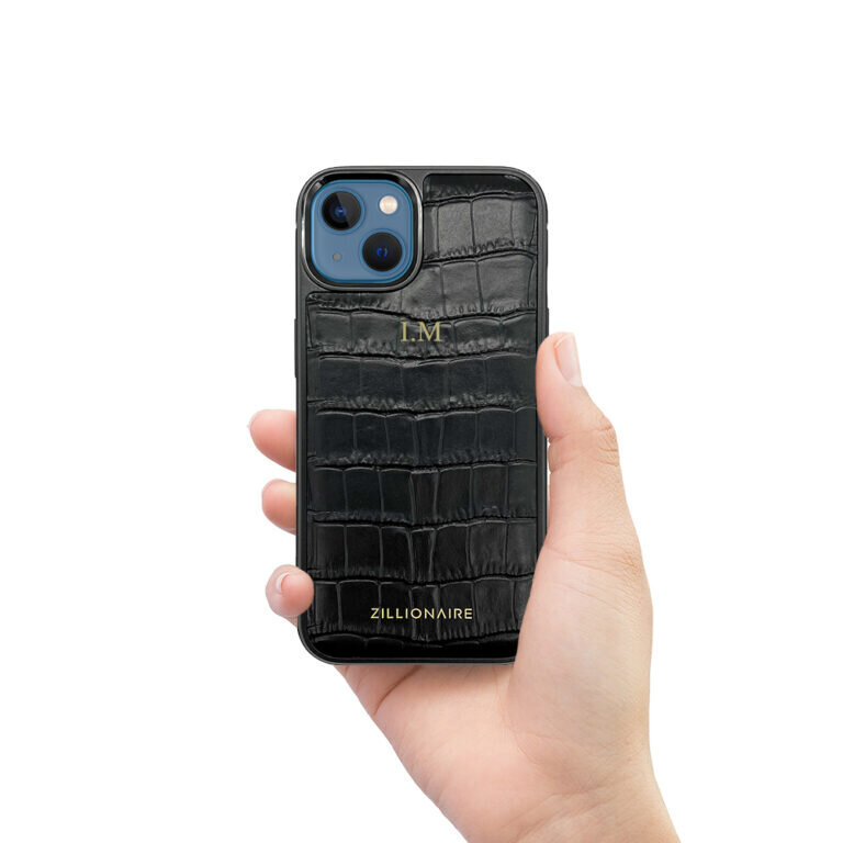 ZILLIONAIRE iPhone 13 Mini (5,4”) Croco Embossed Matte ādas apvalks – Melns cena un informācija | Telefonu vāciņi, maciņi | 220.lv