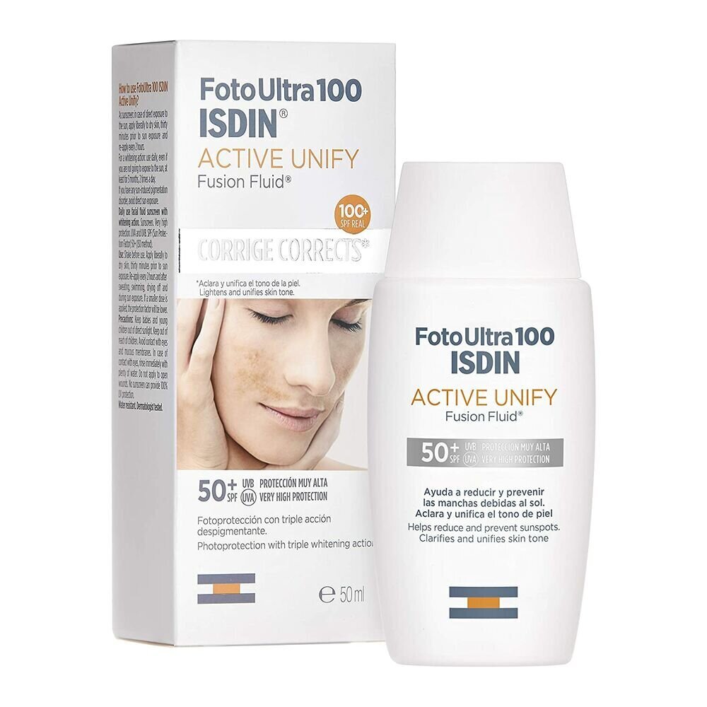 Sauļošanās krēms sejai Isdin Foto Ultra 100 Active Unify Ārstēšana pret brūniem pleķiem Spf 50+ (50 ml) цена и информация | Sauļošanās krēmi | 220.lv