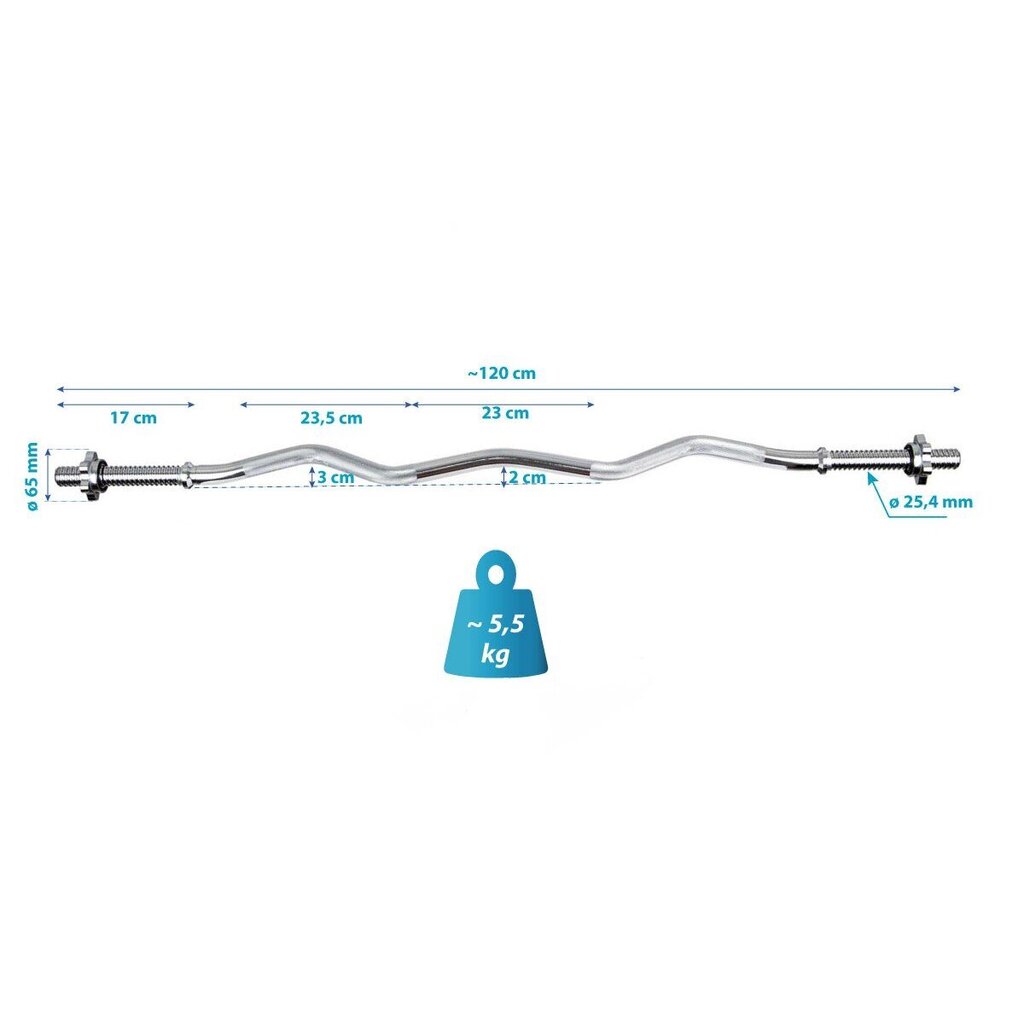 Stiepšanās grifs, 120 cm cena un informācija | Svari, hanteles, stieņi | 220.lv