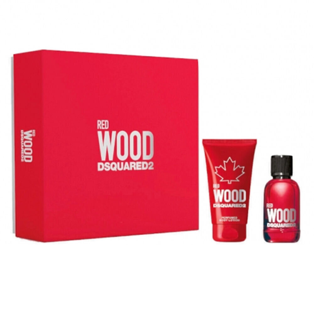 Komplekts Dsquared2 Red Wood sievietēm: tualetes ūdens EDT, 30 ml + ķermeņa losjons, 50 ml cena un informācija | Sieviešu smaržas | 220.lv