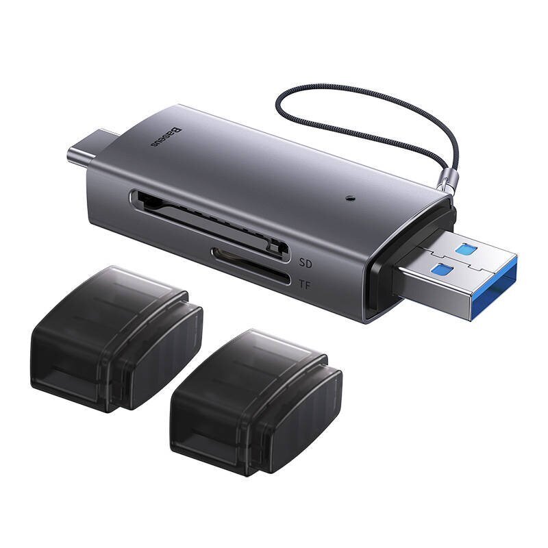 Baseus Lite Series SD/TF memory card reader, USB + USB-C (gray) cena un informācija | Adapteri un USB centrmezgli | 220.lv