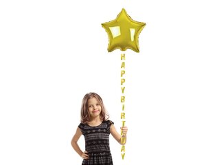 Гирлянда «Happy Birthday», золотой цвет, 170 см, PF-DPHB цена и информация | Праздничные декорации | 220.lv