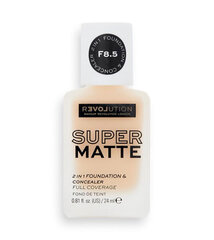 Grima pamats-maskējošs līdzeklis Revolution Relove Super Matte Foundation, F8.5, 24 ml cena un informācija | Grima bāzes, tonālie krēmi, pūderi | 220.lv