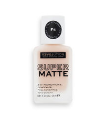 Grima pamats-maskējošs līdzeklis Revolution Relove Super Matte Foundation, F4, 24 ml cena un informācija | Grima bāzes, tonālie krēmi, pūderi | 220.lv