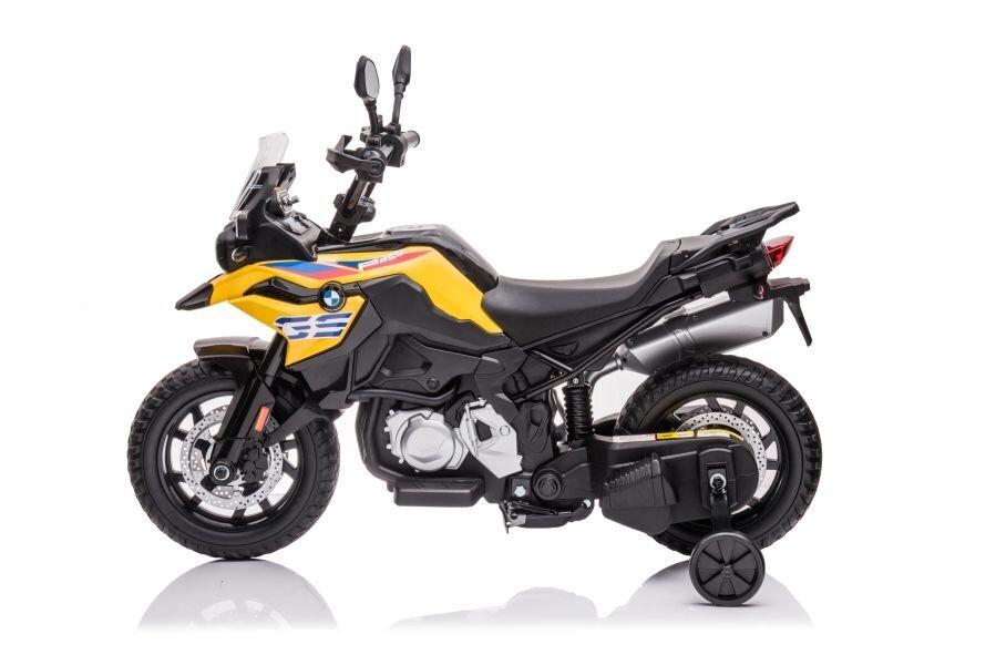 Bērnu elektriskais motocikls - BMW F850, dzeltens cena un informācija | Bērnu elektroauto | 220.lv