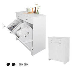 SoBuy 2 ящика 2 двери шкаф для стирки Комод для белья, шкаф для ванной, BZR33-W цена и информация | Шкафчики для ванной | 220.lv