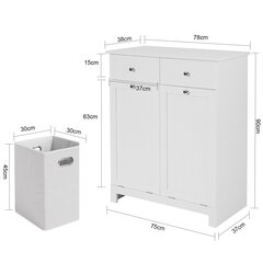 SoBuy 2 ящика 2 двери шкаф для стирки Комод для белья, шкаф для ванной, BZR33-W цена и информация | Шкафчики для ванной | 220.lv
