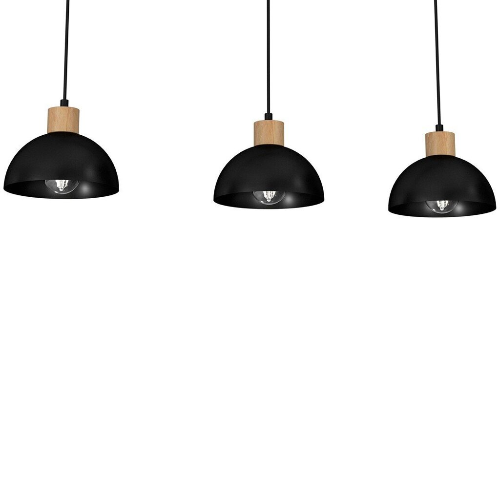 Piekaramā lampa Milagro ERIK Black/Wood 3xE27 cena un informācija | Lustras | 220.lv