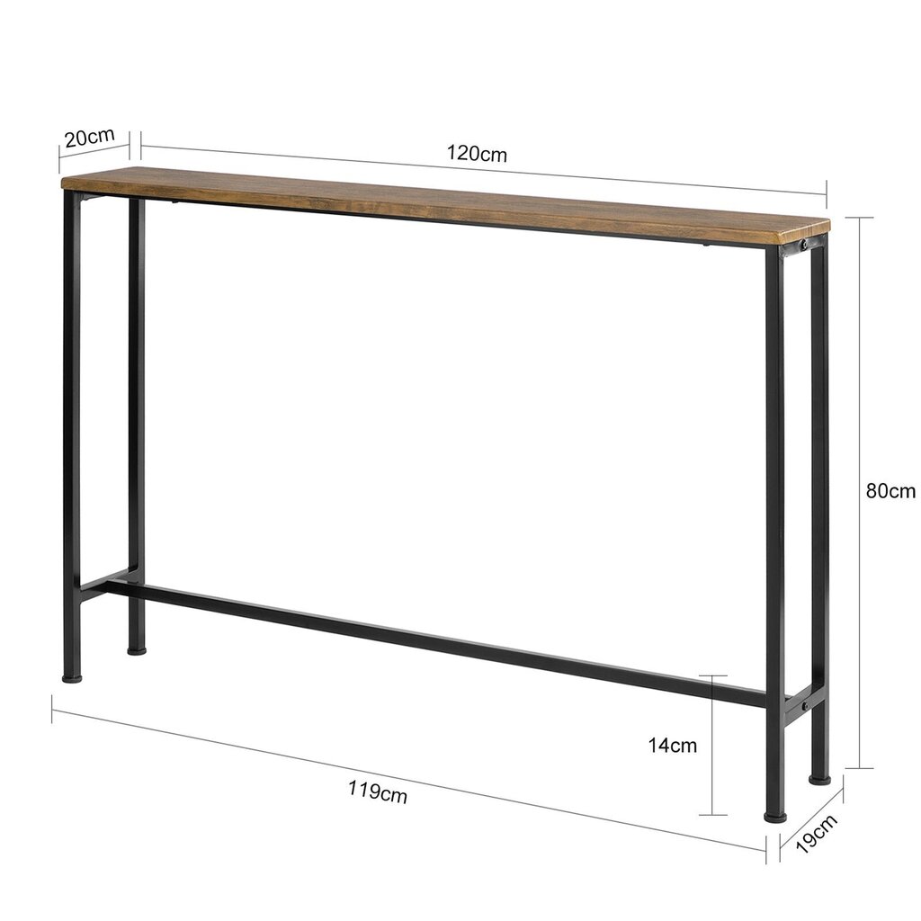 Konsoles galdiņš, brūns/melns, 120 x 80 x 20 cm cena un informācija | Konsoles galdiņi | 220.lv