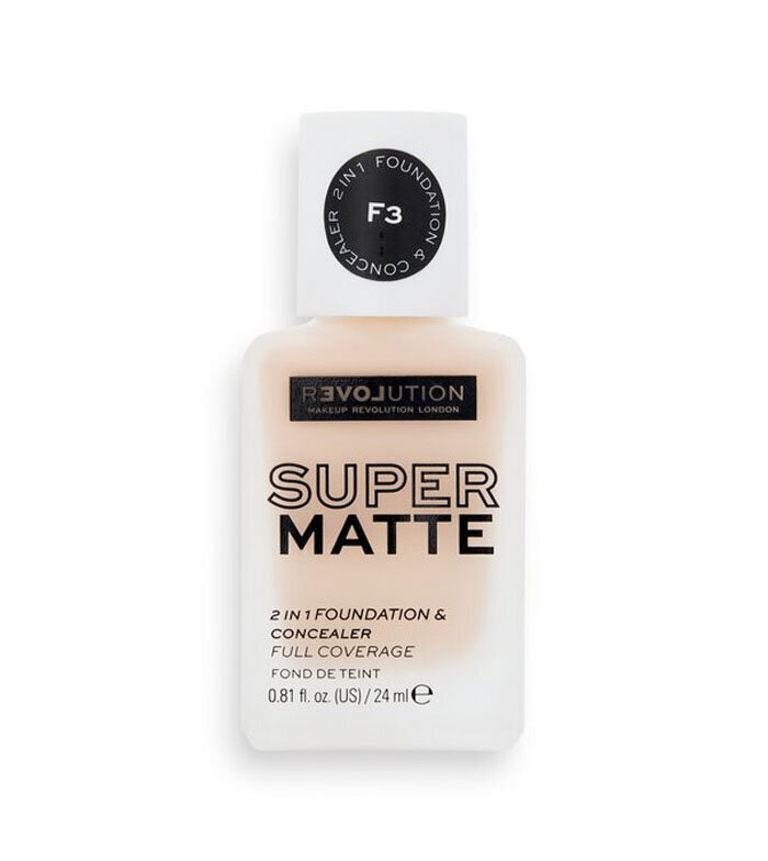 Grima pamats-maskējošs līdzeklis Revolution Relove Super Matte Foundation, F3, 24 ml цена и информация | Grima bāzes, tonālie krēmi, pūderi | 220.lv