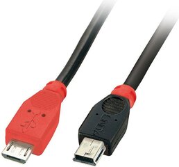 CABLE USB2 MICRO-B TO MINI-B/0.5M 31717 LINDY cena un informācija | Savienotājkabeļi | 220.lv