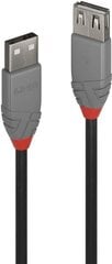 CABLE USB2 TYPE A 0.2M/ANTHRA 36700 LINDY cena un informācija | Savienotājkabeļi | 220.lv