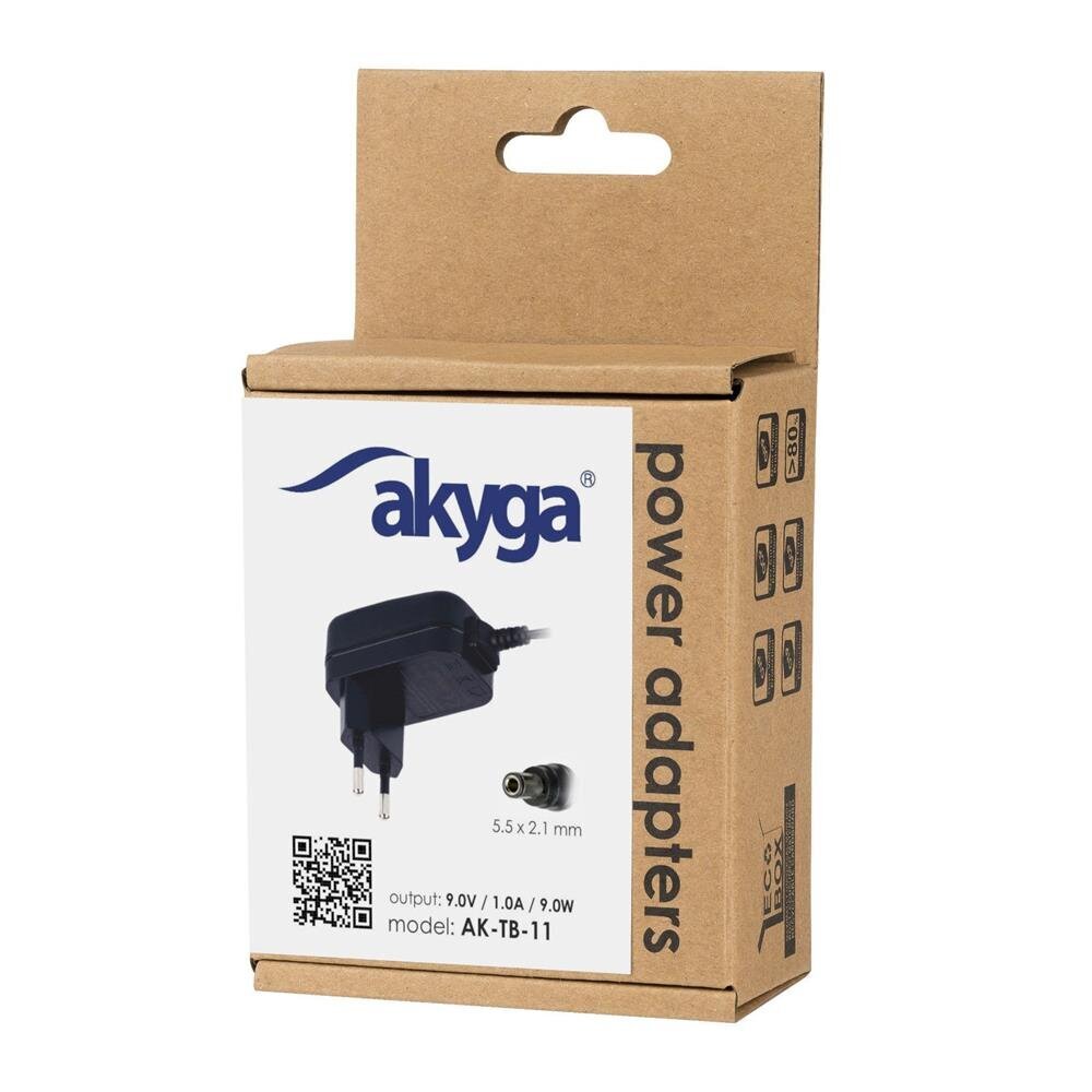 Akyga universal adapter AK-TB-11 9V / 1A 9W 5.5 x 2.1 mm 1.5m цена и информация | Lādētāji portatīvajiem datoriem | 220.lv