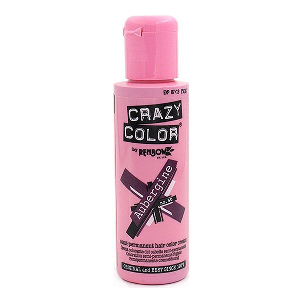 Vidēji noturīga matu krāsa Aubergi Crazy Color Nº 50 (100 ml) цена и информация | Matu krāsas | 220.lv