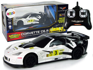 Attālināti vadāma sporta automašīna Corvette C6.R, 2.4 G, 1:24, balta цена и информация | Игрушки для мальчиков | 220.lv