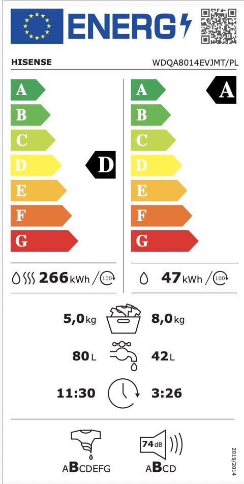 Hisense WDQA8014EVJM cena un informācija | Veļas mašīnas | 220.lv