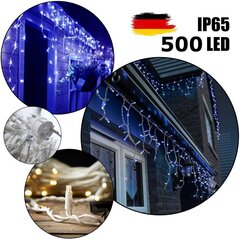 500 светодиодных лампочек профессиональная уличная гирлянда Сосульки Brosberg, 15 м, синий цвет цена и информация | Гирлянды | 220.lv