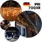 700 LED spuldžu profesionāla āra virtene Lāstekas ar melnu vadu Brosberg, Silti balta gaisma cena un informācija | Ziemassvētku lampiņas, LED virtenes | 220.lv