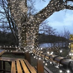 Профессиональная уличная гирлянда из 200 LED лампочек Brosberg, холодный белый цвет цена и информация | Гирлянды | 220.lv