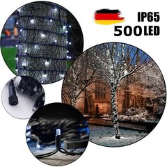 Профессиональная уличная гирлянда из 500 светодиодных лампочек Brosberg, холодный белый цвет цена и информация | Гирлянды | 220.lv