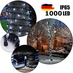 Профессиональная уличная гирлянда из 1000 светодиодных лампочек Brosberg, холодный белый цвет цена и информация | Гирлянды | 220.lv