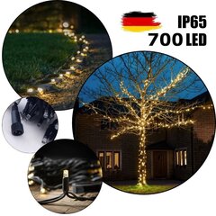 Profesionāla āra virtene no 700 LED spuldzēm Brosberg, silti baltā krāsā cena un informācija | Ziemassvētku lampiņas, LED virtenes | 220.lv
