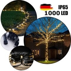 Профессиональная уличная гирлянда из 1000 LED лампочек Brosberg, теплый белый цвет цена и информация | Гирлянды | 220.lv