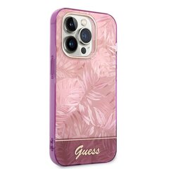 Guess PC/TPU Jungle Case for iPhone 14 Pro Pink cena un informācija | Telefonu vāciņi, maciņi | 220.lv