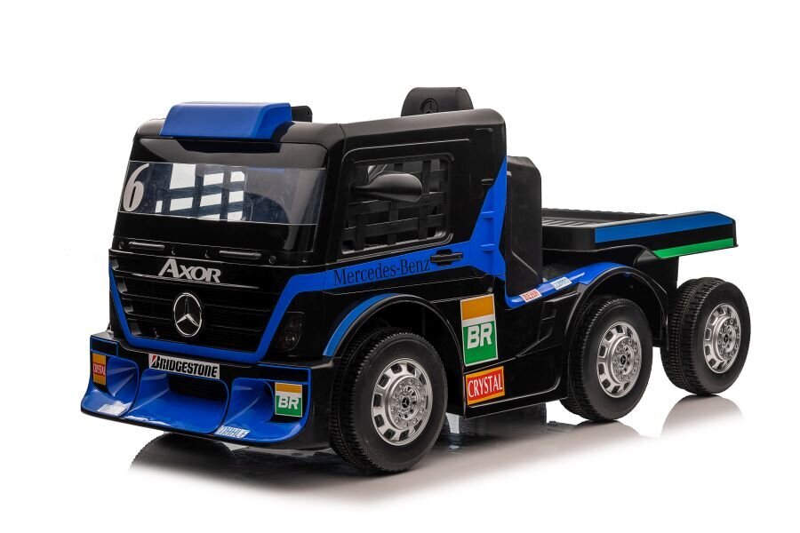 Viens elektroauto ar piekabi Mercedes-Benz Axor XMX622, zils cena un informācija | Bērnu elektroauto | 220.lv