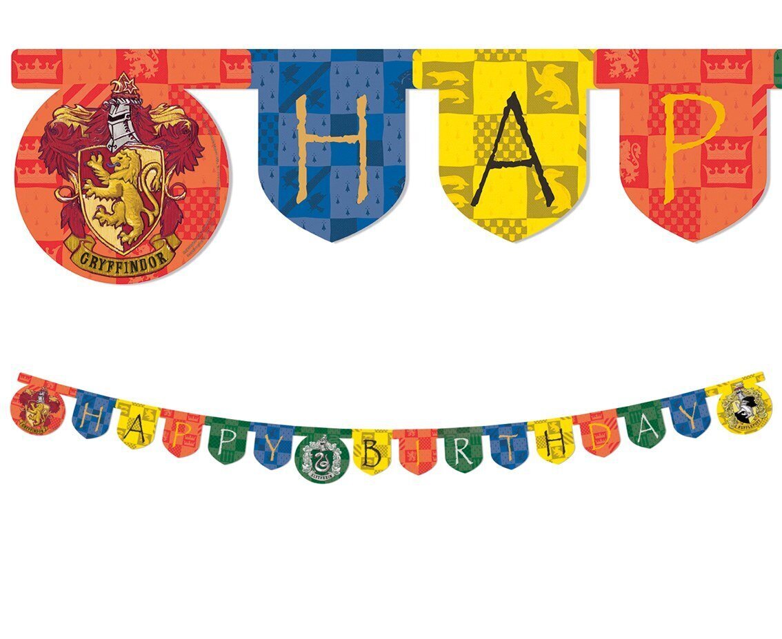 Papīra vītne Harry Potter Hogwarts Houses "Happy Birthday", 200 x 16 cm 93371 cena un informācija | Svētku dekorācijas | 220.lv