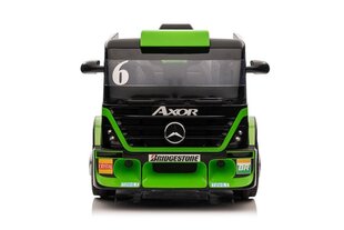 Viens elektroauto ar piekabi Mercedes-Benz Axor XMX622, zaļš cena un informācija | Bērnu elektroauto | 220.lv