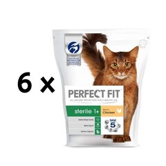 sausā barība PERFECT FIT sterilizētiem kaķiem 750g x 6 gab. iepakojums cena un informācija | Sausā barība kaķiem | 220.lv