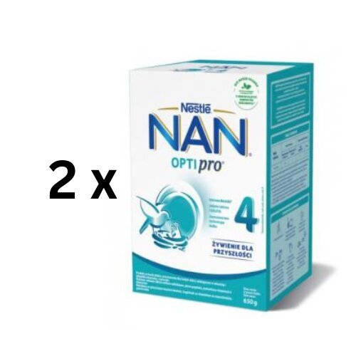 Piena maisījums NAN OPTIPRO 4, no 2 gadiem, 650g, 2 gab. iepakojums cena un informācija | Piena maisījumi (6+ mēn.) | 220.lv