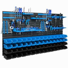 60 штабелируемых коробок с настенной полкой / держатель инструментов, 154 x 78 см цена и информация | Ящики для инструментов, держатели | 220.lv