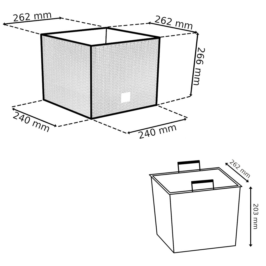 botle 3 antracīta rotangpalmas puķu podu komplekts Trapecveida raksta augstums: 26 + 32 + 42 cm ar kvadrātveida ieliktni cena un informācija | Puķu podi | 220.lv