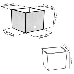 botle 3 balts rotangpalmas puķu podu komplekts Trapecveida raksta augstums: 20 + 22 + 26 cm ar kvadrātveida ieliktni cena un informācija | Puķu podi | 220.lv