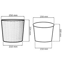 botle 3 apaļu rotangpalmas puķupodu komplekts - iekštelpām un āra - brūns - 22 + 27 + 37 cm - ar apaļu augu ieliktni cena un informācija | Puķu podi | 220.lv