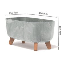 Puķu pods ar stādāmajām kājām 39 cm pelēks plastmasas puķu kastes betona izskats cena un informācija | Puķu podi | 220.lv