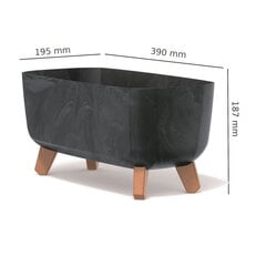 Puķu pods ar stādāmā kājiņām 39 cm plastmasas puķu kaste antracīta betona izskats cena un informācija | Puķu podi | 220.lv