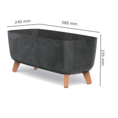 Pods ar stādāmajām kājām 58 cm plastmasas puķu kaste antracīta betona izskats цена и информация | Вазоны | 220.lv