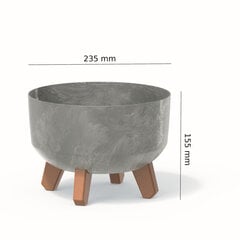 Bonsai puķu pods ar kājām stādītāju Mini Garden apaļa 23,5 cm betona pelēka plastmasas puķu kaste цена и информация | Вазоны | 220.lv