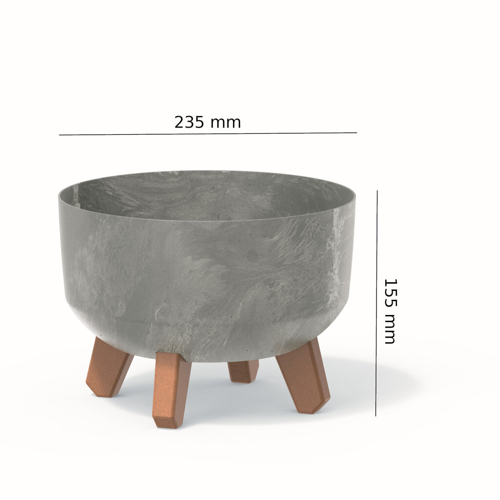 Bonsai puķu pods ar kājām stādītāju Mini Garden apaļa 23,5 cm betona pelēka plastmasas puķu kaste cena un informācija | Puķu podi | 220.lv