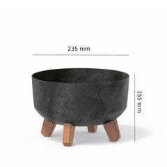 Bonsai puķupods ar kājām stādītājs Mini Garden apaļš 23,5 cm stādītājs plastmasas antracīta betons цена и информация | Вазоны | 220.lv