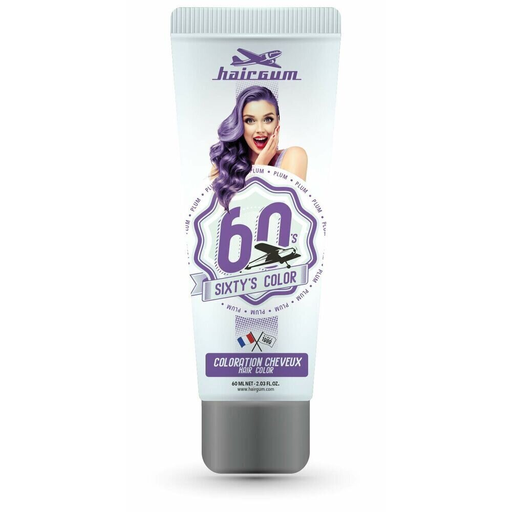 Daļēji pastāvīga matu krāsa Hairgum Sixty's Color Plūme (60 ml) цена и информация | Matu krāsas | 220.lv